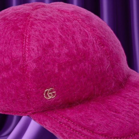 Gucci Pink Hat GG Logo Mohair Pink Fuxia Baseball Hat Size Medium NWT - Picture 2 of 5